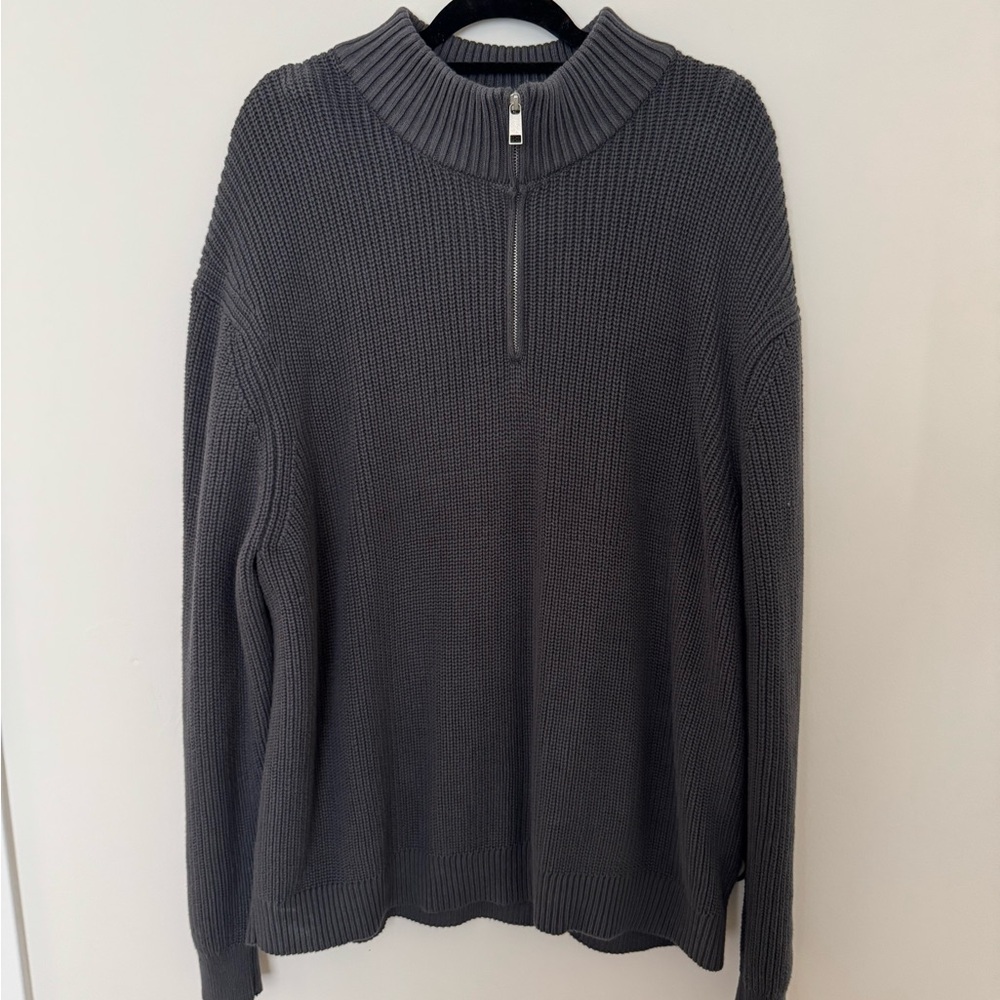 Old Navy Gray Knit Half-Zip Sweater
